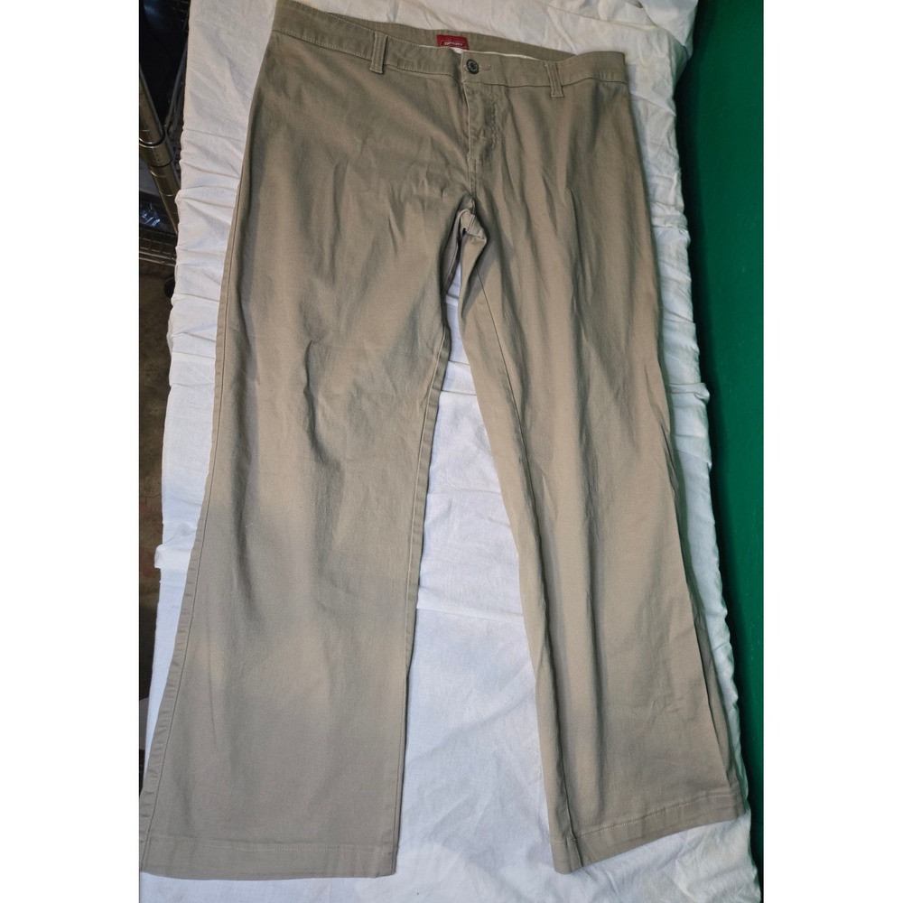 Dickies Juniors Khaki Work Pants Straight Leg Tan Stretch Chinos Size 15 Preppy